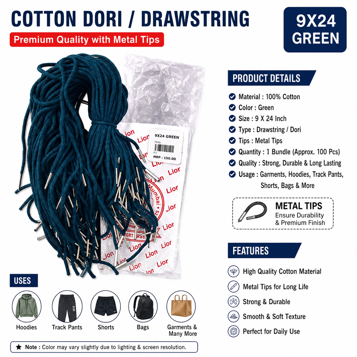 Green Cotton Drawstring Cords