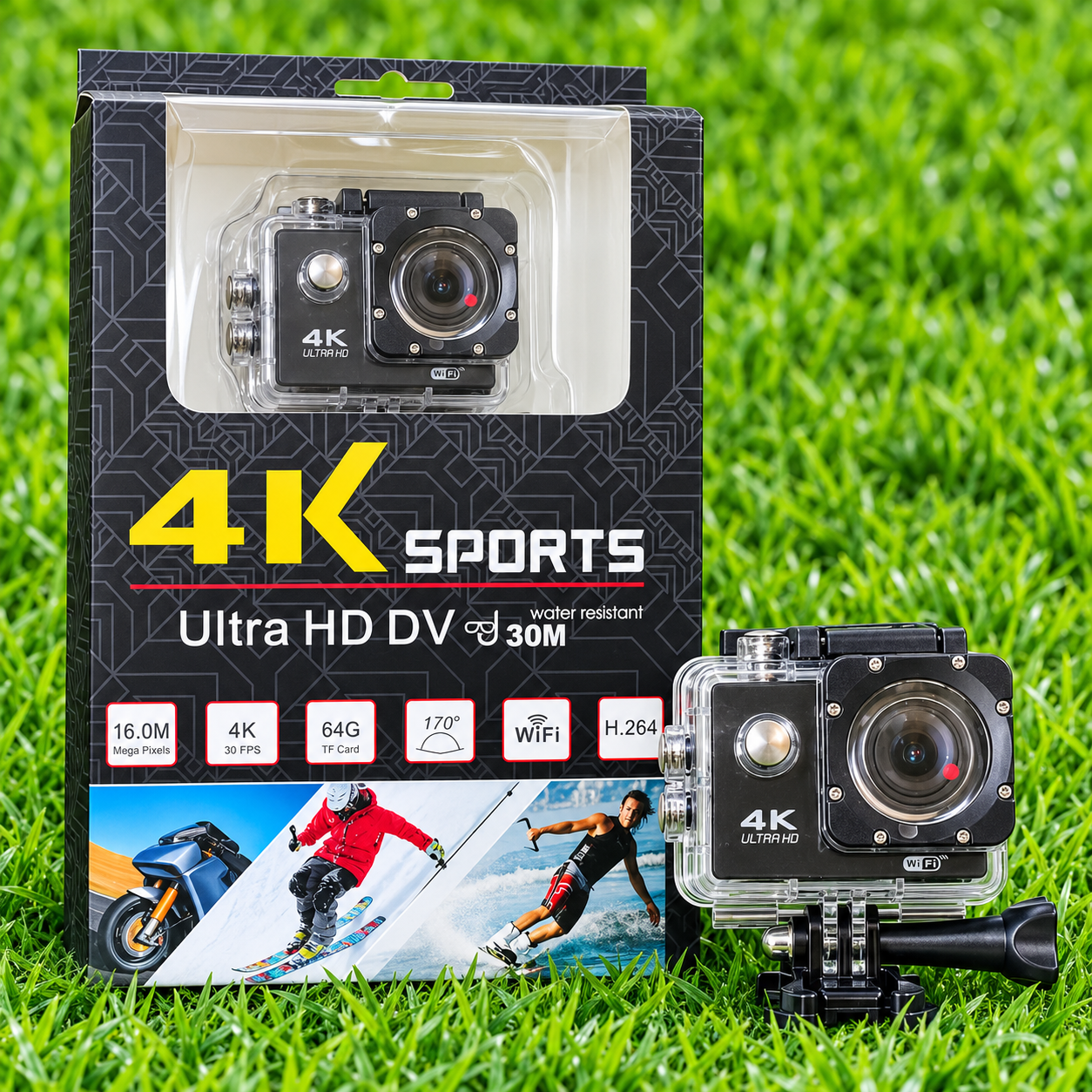 4K Sports Action Camera with Waterproof Case